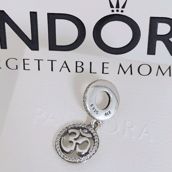 Pandora Hindu symbol, Om Dangle Charm Pendant S925 Sterling Silver with box - Picture 1 of 5